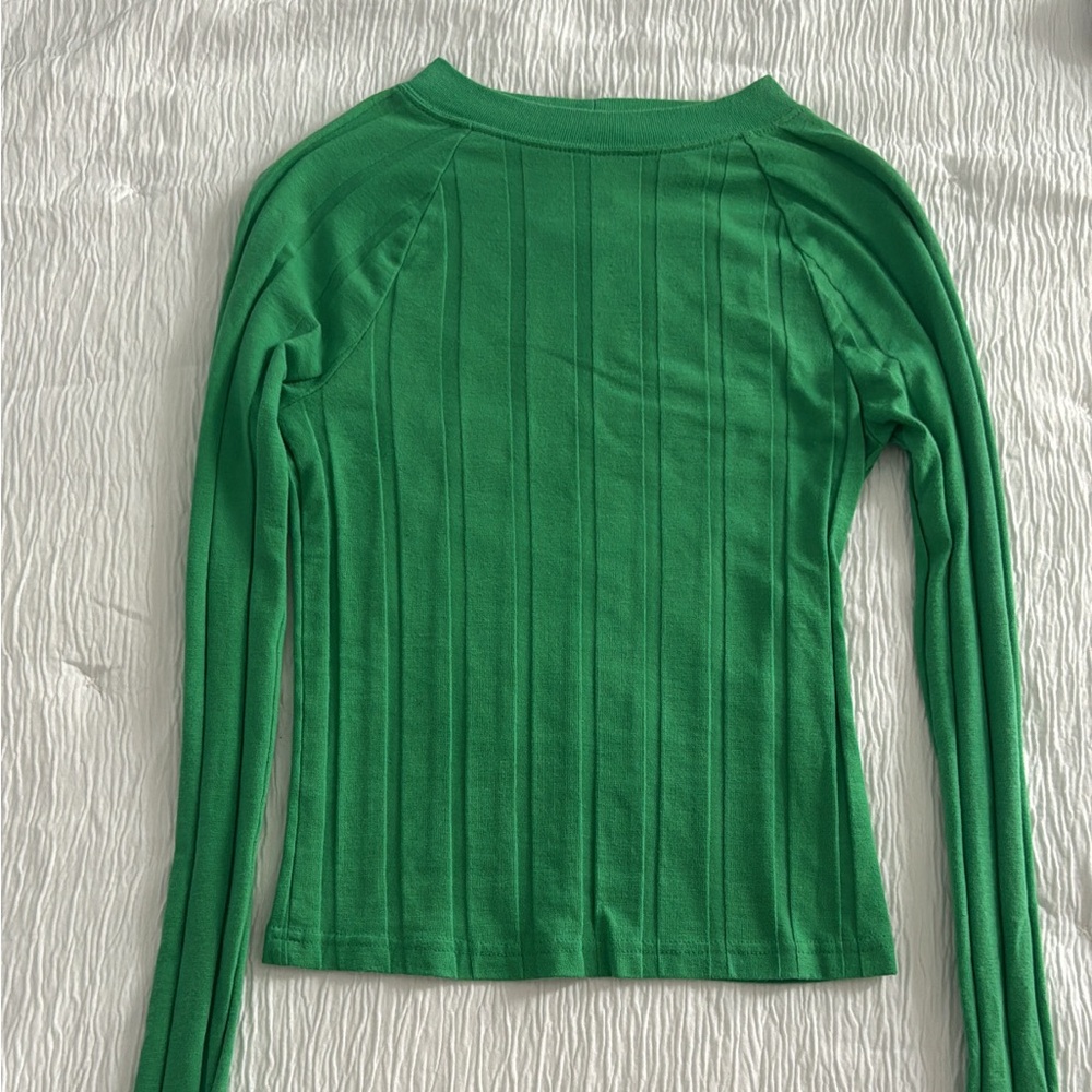 BDG green long sleeve ribbed top